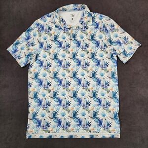 1764 Golf Polo Shirt Mens Medium Floral Parrot AOP Short‎ Sleeve Performance